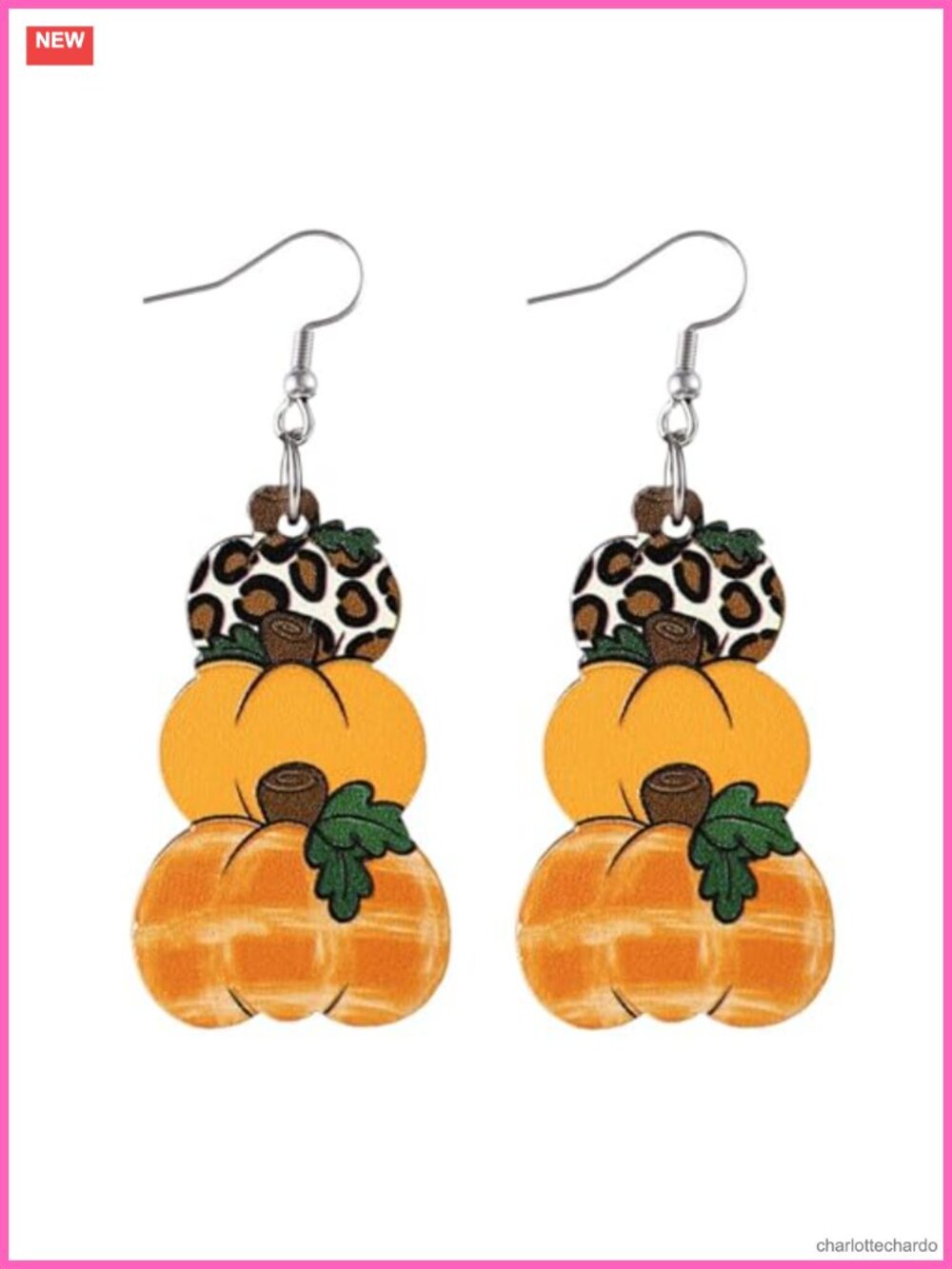 Handmade Wooden Thanksgiving Dangle Earrings Triple Hanging Fall Holiday Jewelry